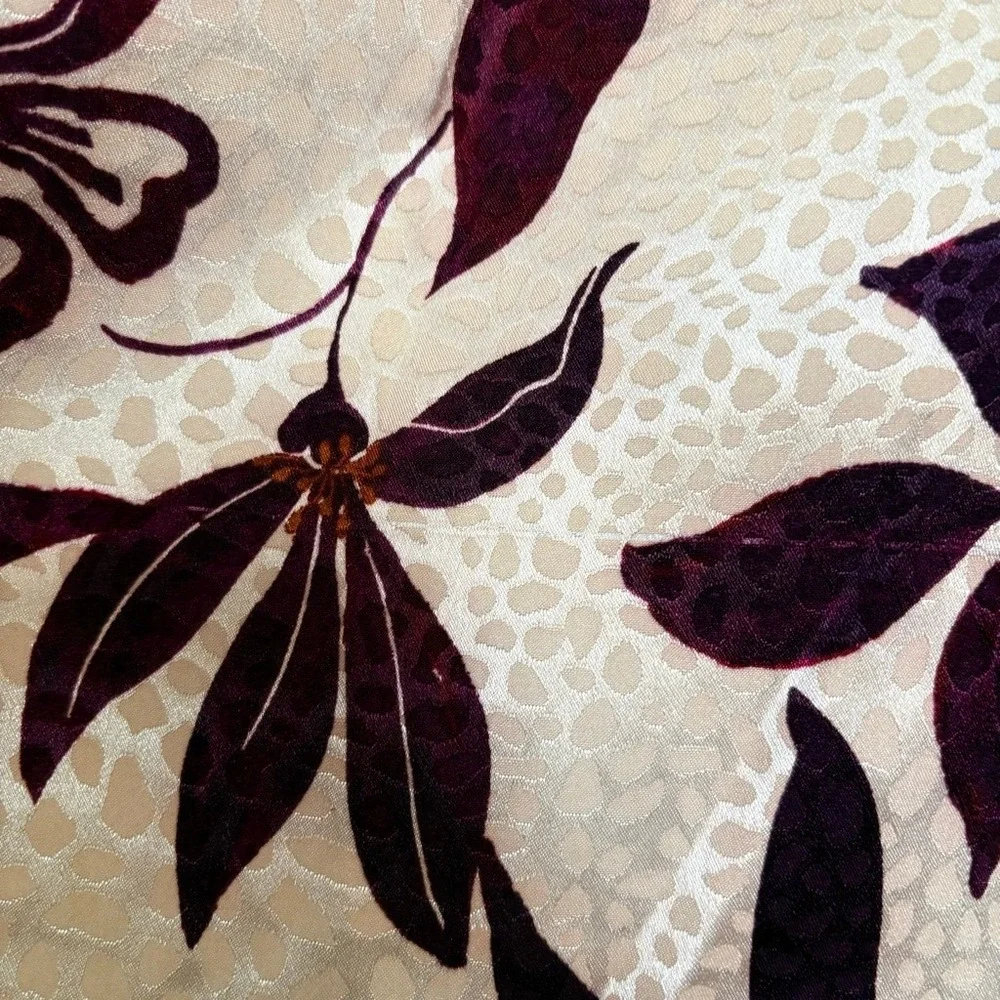 London Times Floral‎ Faux Wrap Dress Cream Burgundy Size 14